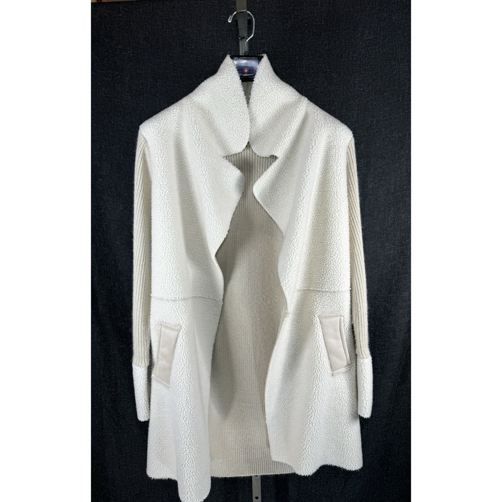 Michelle Nicole Cream Open Long Cardigan Wool/Acrylic Blend Large